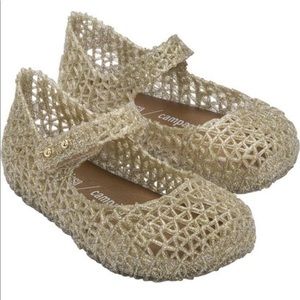 Mini Melissa Campana Mary Jane Gold Toddler Flats Sz 6